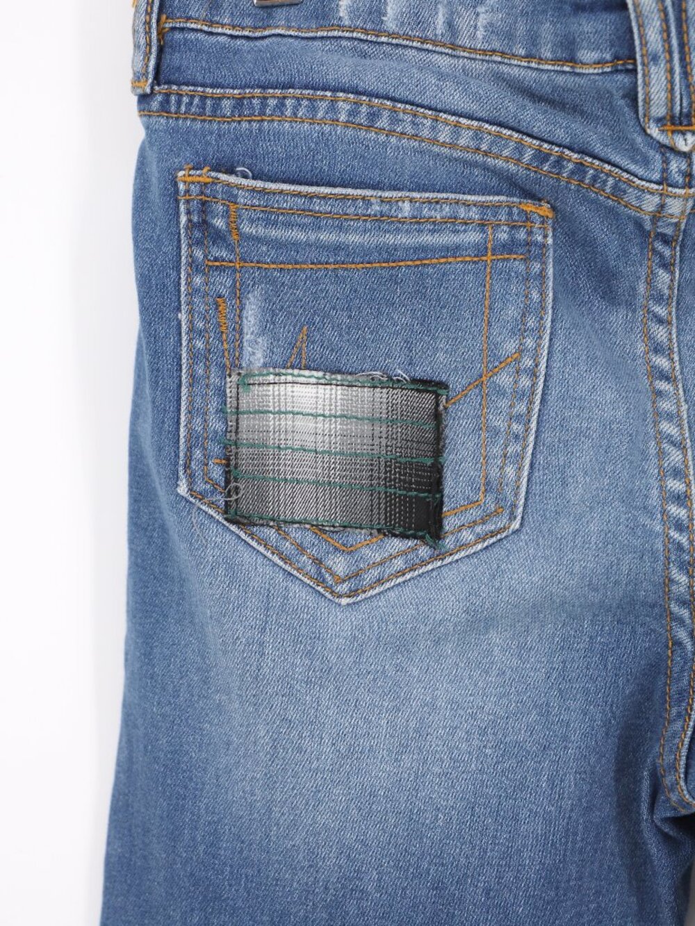 Allen B by Allen Schwartz Jeans Patchwork Sequin Distressed Flare Boho Size 6 - Picture 7 of 10